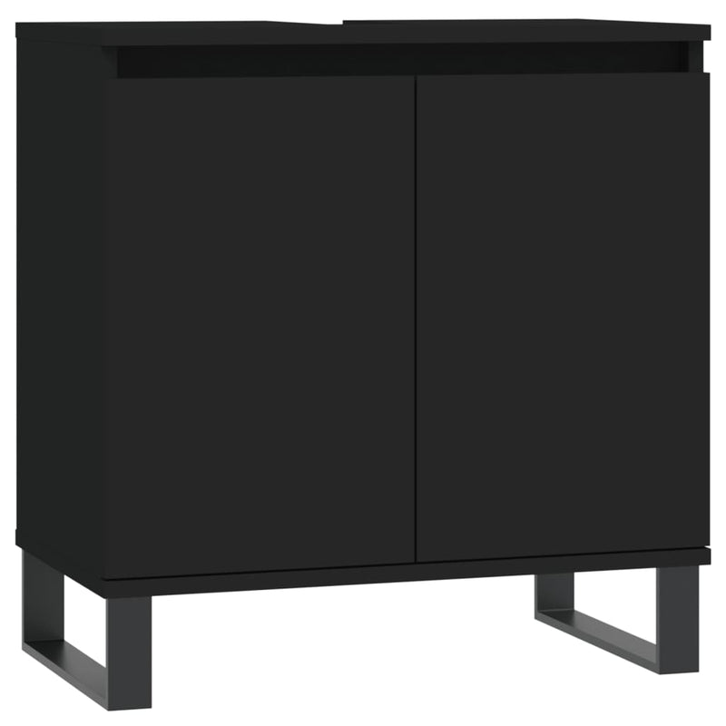 vidaXL fekete szerelt fa mosdószekrény 58x33x60 cm