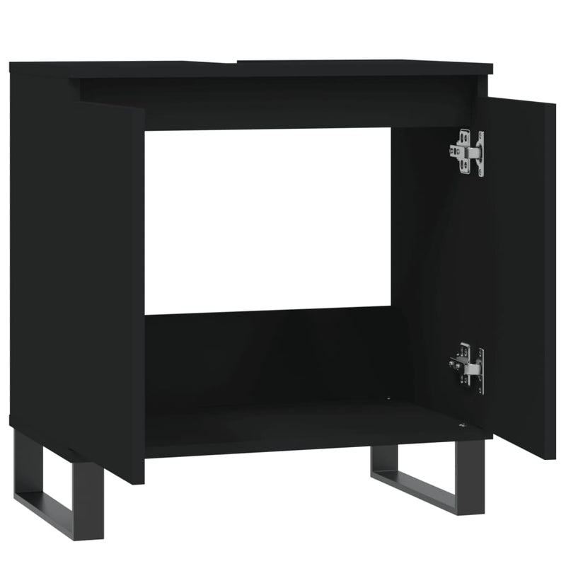 vidaXL fekete szerelt fa mosdószekrény 58x33x60 cm