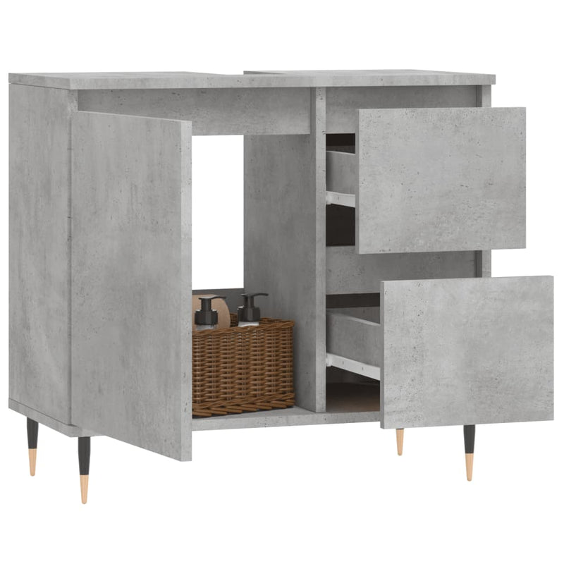 vidaXL betonszürke szerelt fa fürdőszobaszekrény 65 x 33 x 60 cm