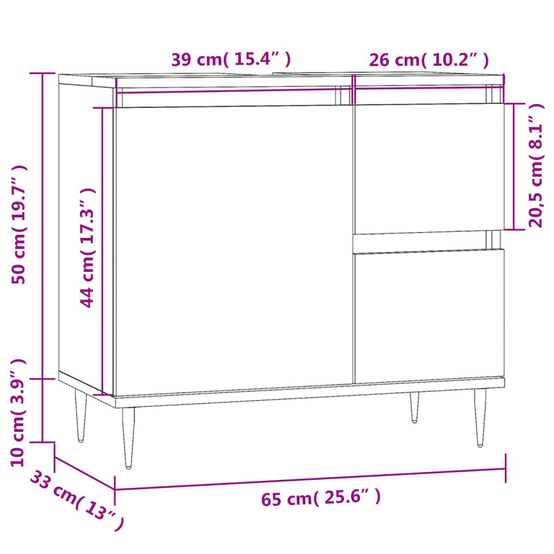 vidaXL betonszürke szerelt fa fürdőszobaszekrény 65 x 33 x 60 cm