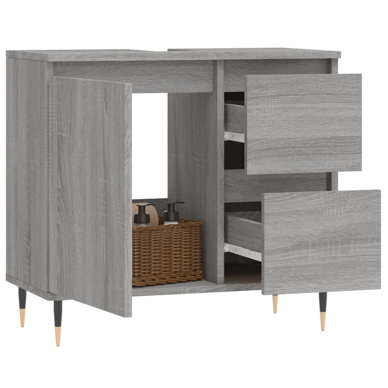 vidaXL szürke sonoma színű szerelt fa fürdőszobaszekrény 65x33x60 cm
