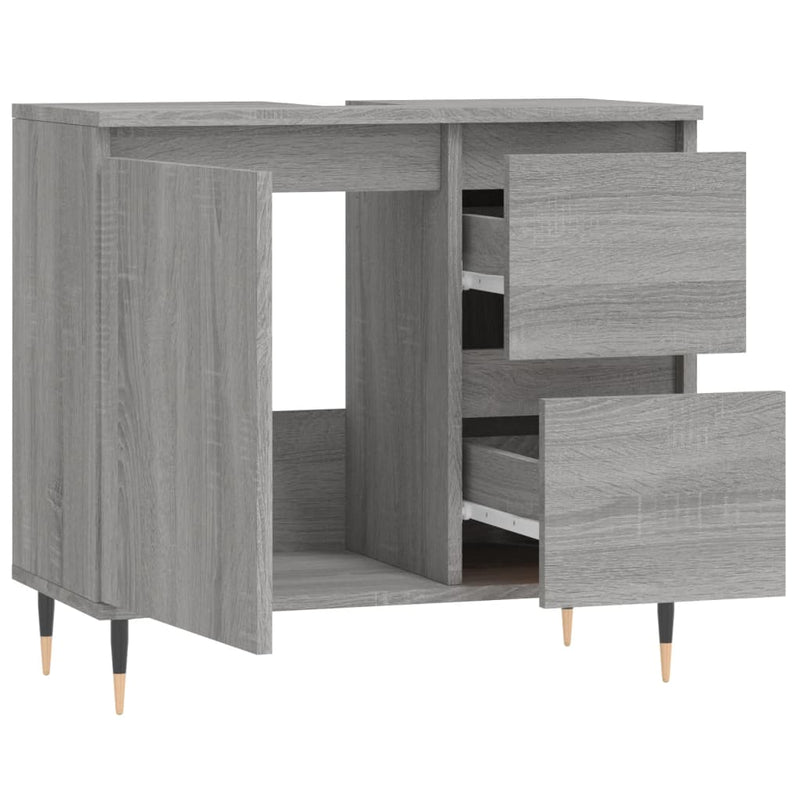vidaXL szürke sonoma színű szerelt fa fürdőszobaszekrény 65x33x60 cm