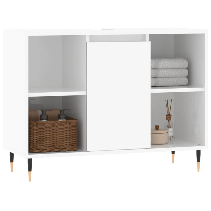 vidaXL magasfényű fehér szerelt fa fürdőszobaszekrény 80 x 33 x 60 cm