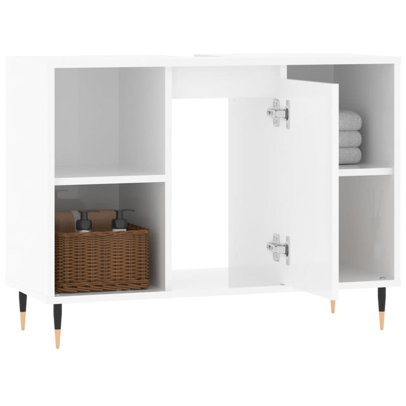 vidaXL magasfényű fehér szerelt fa fürdőszobaszekrény 80 x 33 x 60 cm