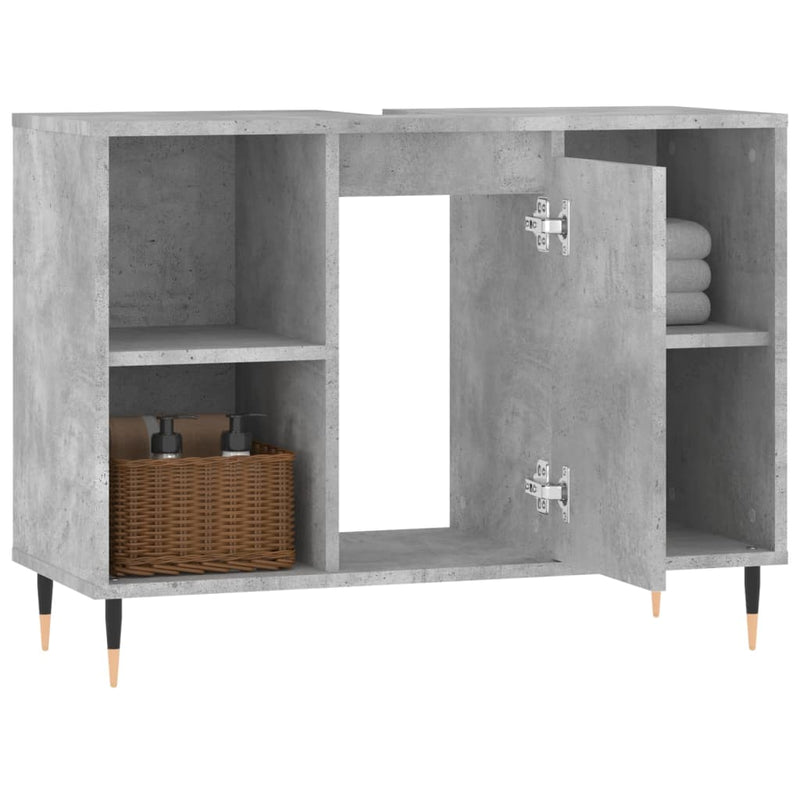 vidaXL betonszürke szerelt fa fürdőszobaszekrény 80 x 33 x 60 cm