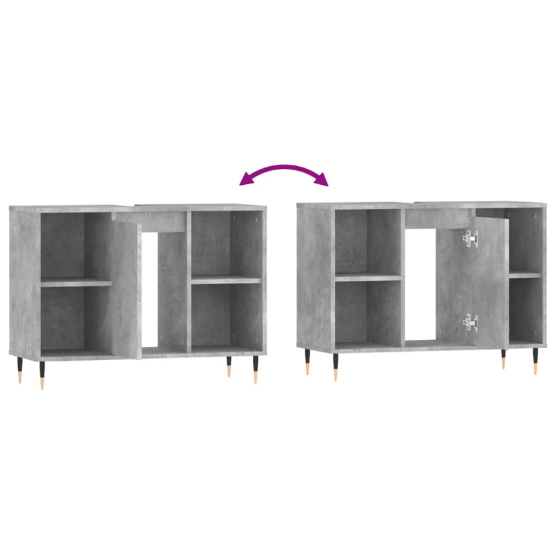 vidaXL betonszürke szerelt fa fürdőszobaszekrény 80 x 33 x 60 cm