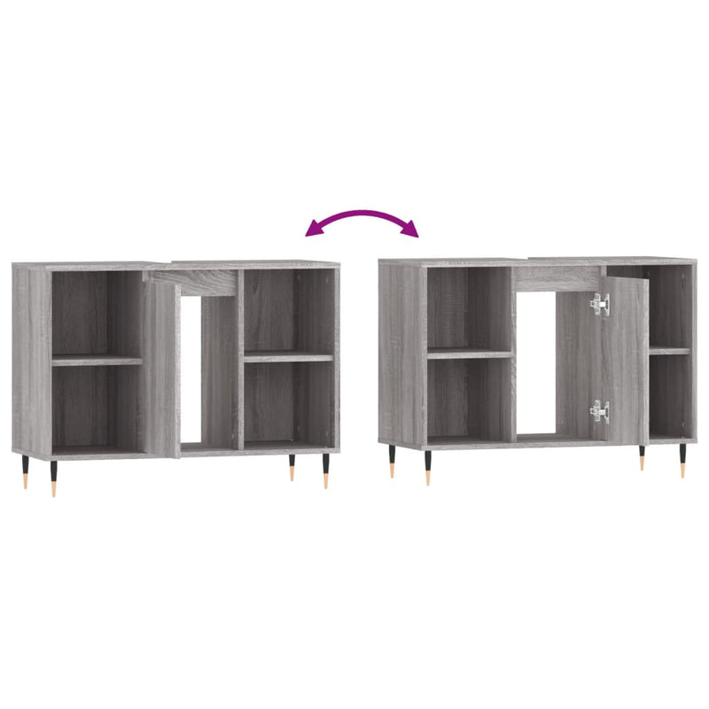 vidaXL szürke sonoma színű szerelt fa mosdószekrény 80 x 33 x 60 cm