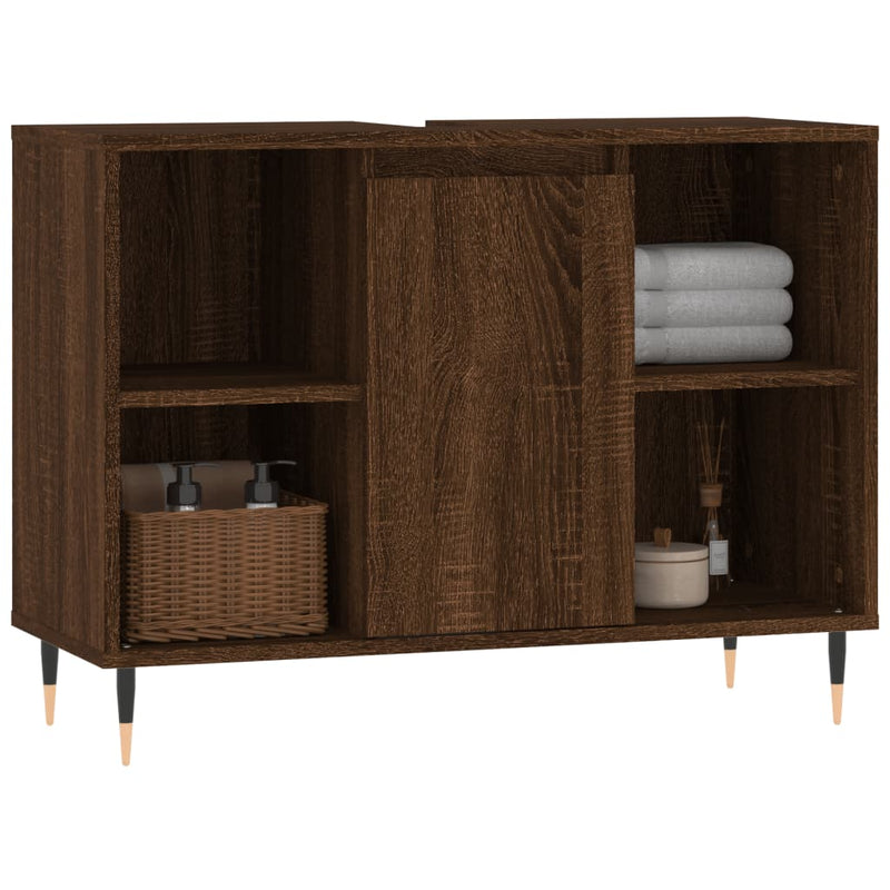vidaXL barna tölgyszínű szerelt fa mosdószekrény 80 x 33 x 60 cm