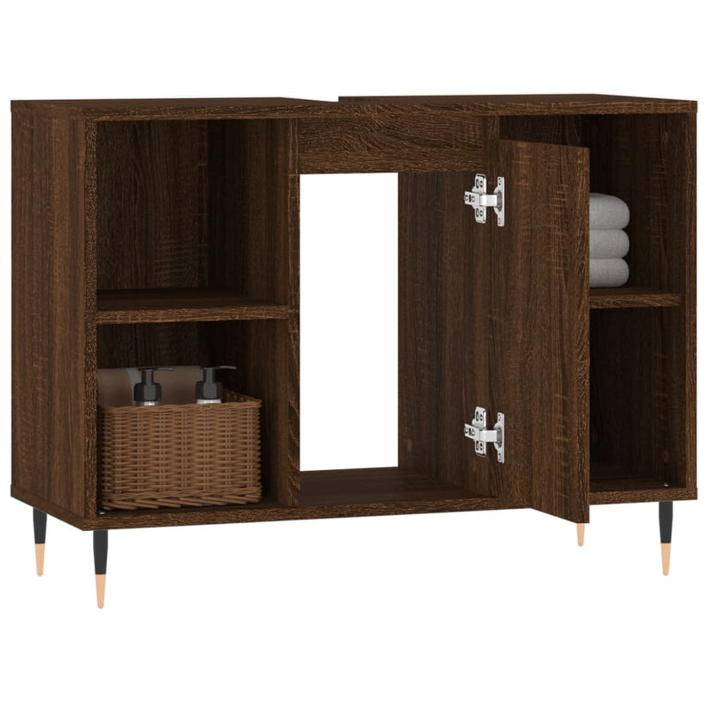vidaXL barna tölgyszínű szerelt fa mosdószekrény 80 x 33 x 60 cm