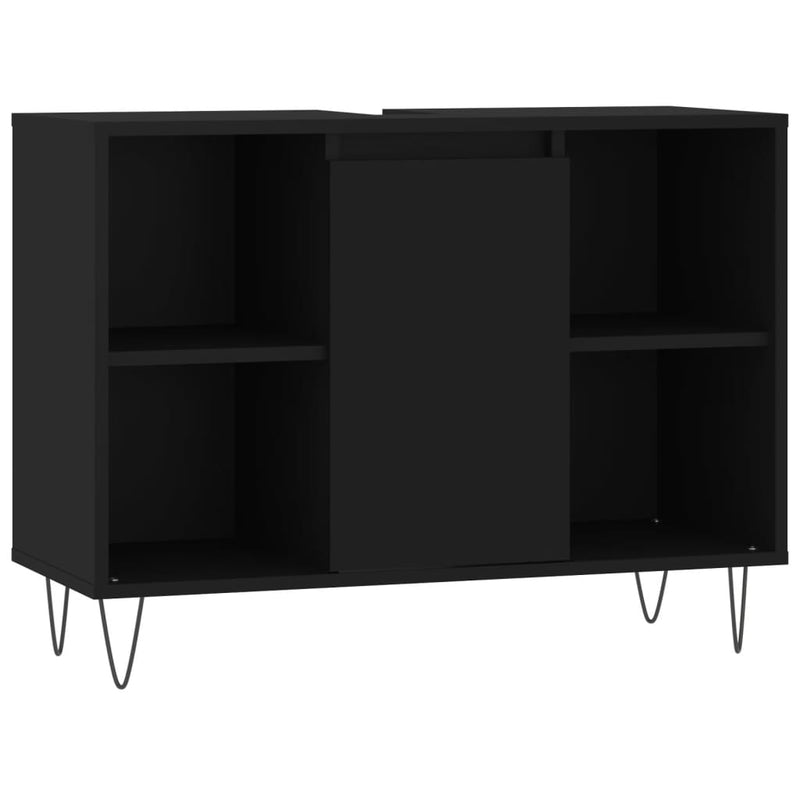 vidaXL fekete szerelt fa mosdószekrény 80 x 33 x 60 cm