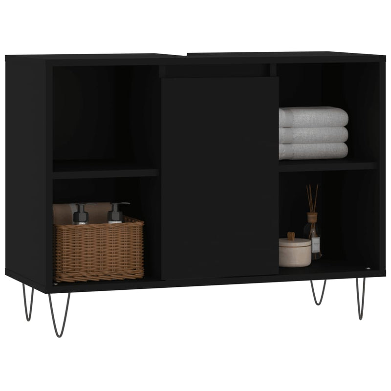vidaXL fekete szerelt fa mosdószekrény 80 x 33 x 60 cm