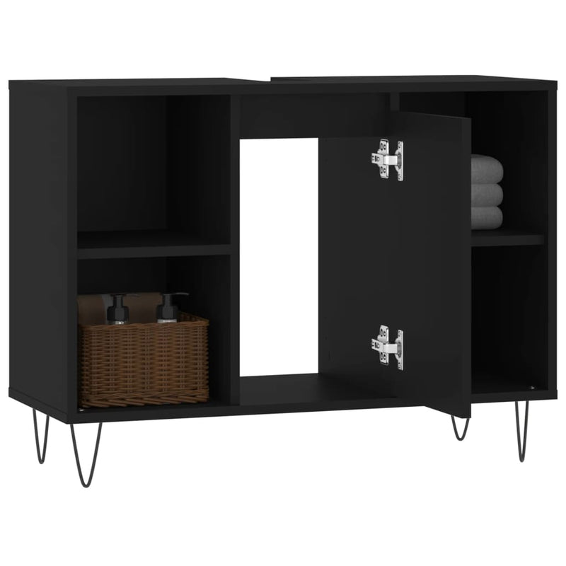 vidaXL fekete szerelt fa mosdószekrény 80 x 33 x 60 cm
