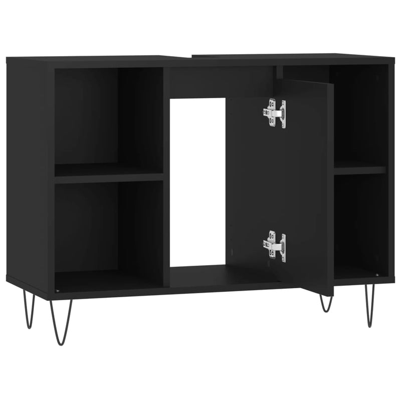 vidaXL fekete szerelt fa mosdószekrény 80 x 33 x 60 cm