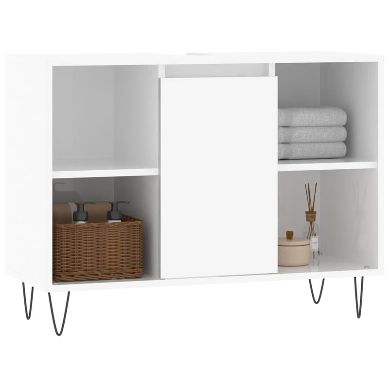 vidaXL magasfényű fehér szerelt fa fürdőszobaszekrény 80 x 33 x 60 cm