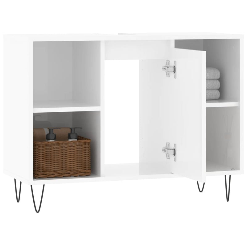 vidaXL magasfényű fehér szerelt fa fürdőszobaszekrény 80 x 33 x 60 cm