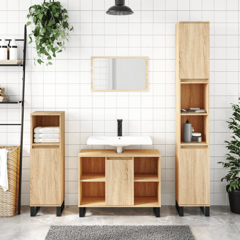 vidaXL sonoma tölgy színű szerelt fa mosdószekrény 80 x 33 x 60 cm