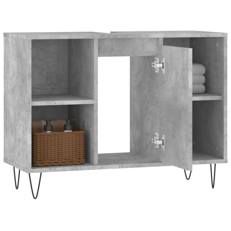 vidaXL betonszürke szerelt fa fürdőszobaszekrény 80 x 33 x 60 cm