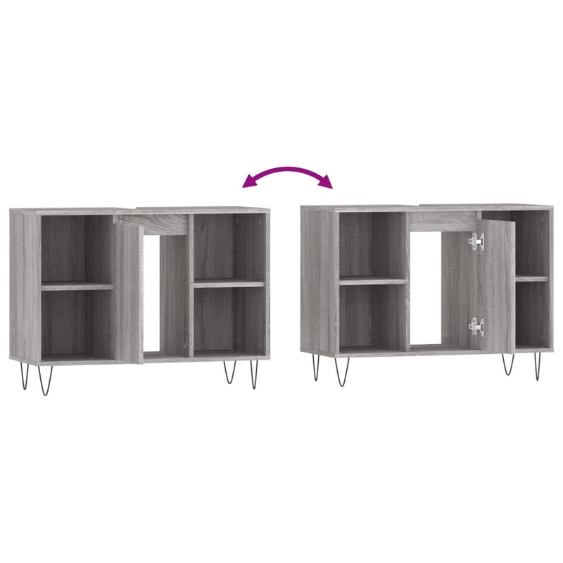 vidaXL szürke sonoma színű szerelt fa mosdószekrény 80 x 33 x 60 cm