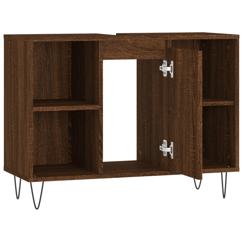 vidaXL barna tölgyszínű szerelt fa mosdószekrény 80 x 33 x 60 cm