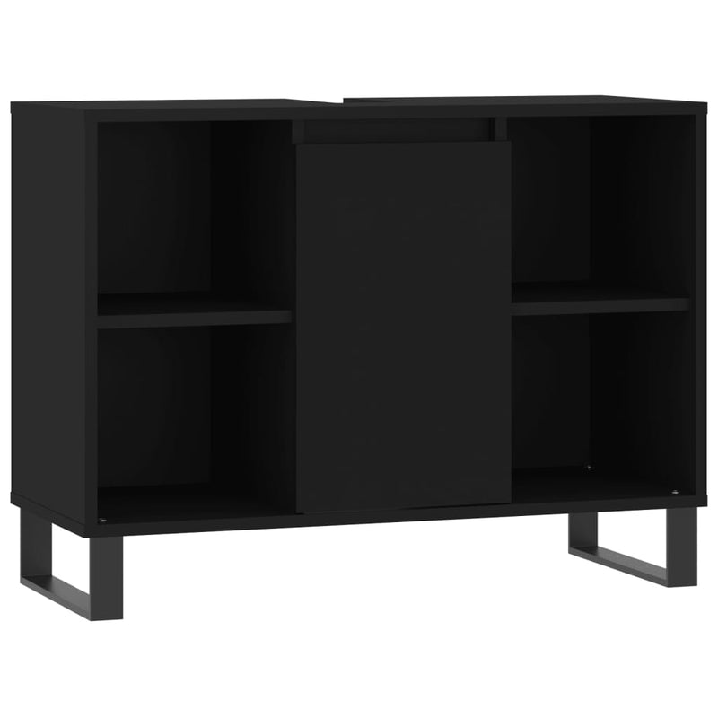 vidaXL fekete szerelt fa mosdószekrény 80 x 33 x 60 cm