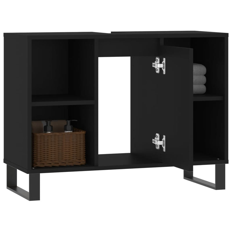 vidaXL fekete szerelt fa mosdószekrény 80 x 33 x 60 cm