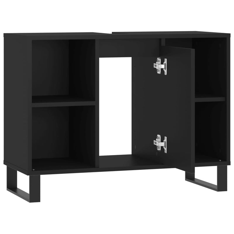 vidaXL fekete szerelt fa mosdószekrény 80 x 33 x 60 cm