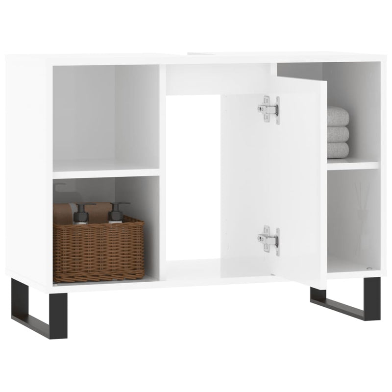 vidaXL magasfényű fehér szerelt fa fürdőszobaszekrény 80 x 33 x 60 cm