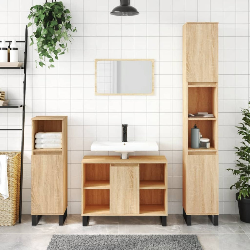vidaXL sonoma tölgy színű szerelt fa mosdószekrény 80 x 33 x 60 cm