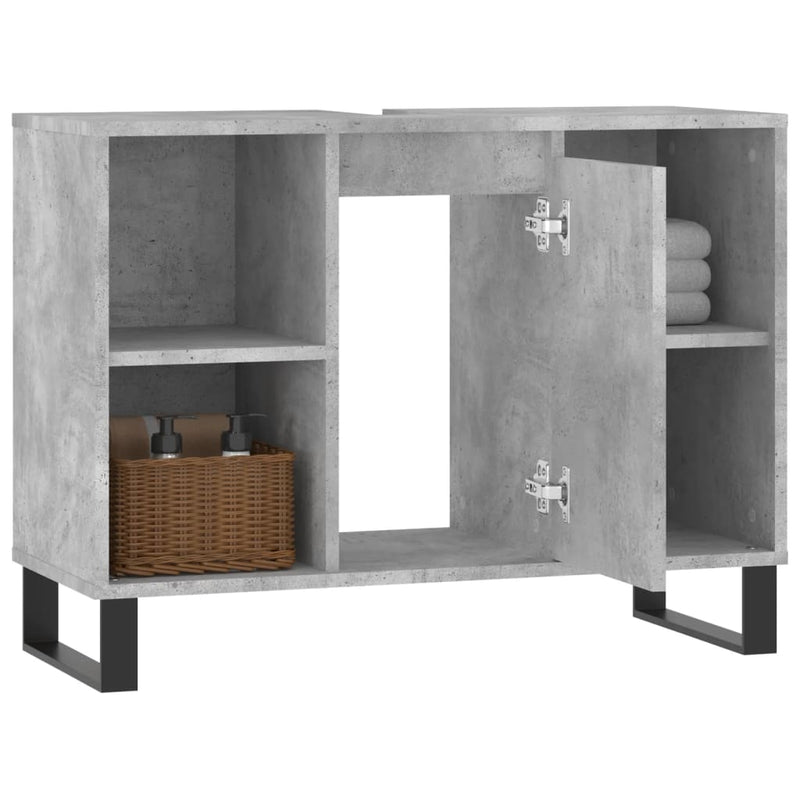 vidaXL betonszürke szerelt fa fürdőszobaszekrény 80 x 33 x 60 cm