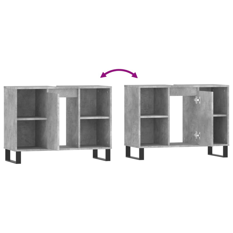 vidaXL betonszürke szerelt fa fürdőszobaszekrény 80 x 33 x 60 cm