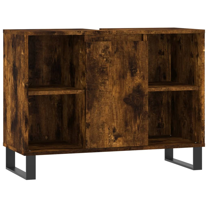 vidaXL füstös tölgy színű szerelt fa fürdőszobaszekrény 80x33x60 cm