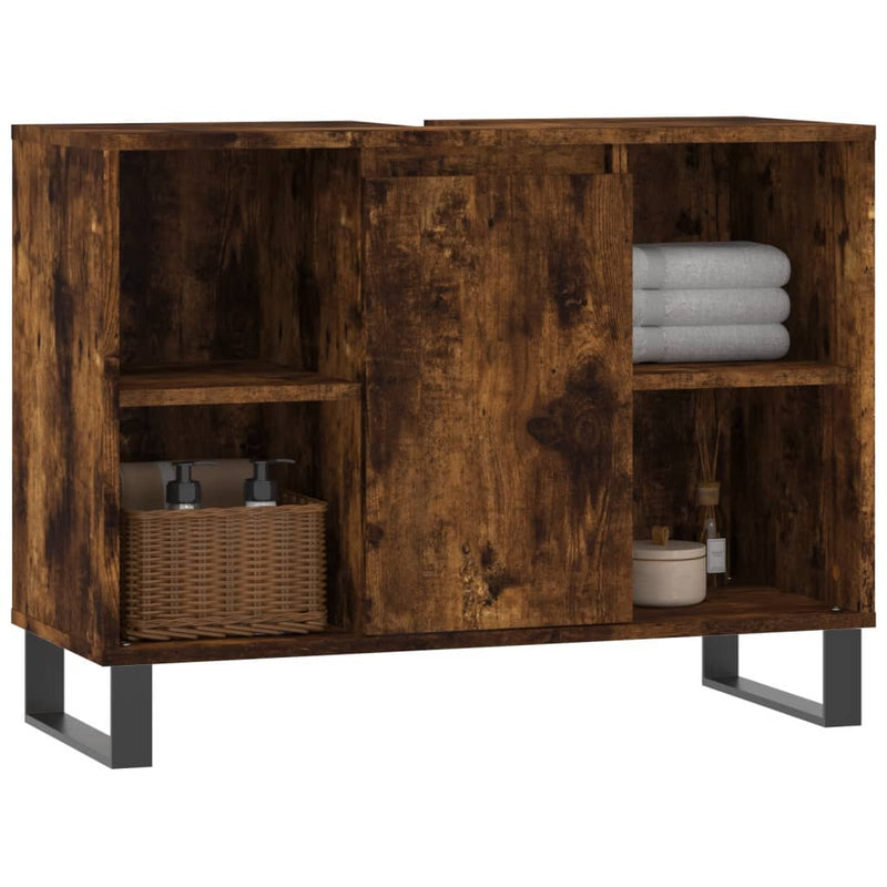 vidaXL füstös tölgy színű szerelt fa fürdőszobaszekrény 80x33x60 cm