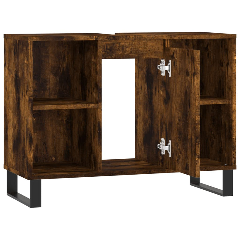 vidaXL füstös tölgy színű szerelt fa fürdőszobaszekrény 80x33x60 cm