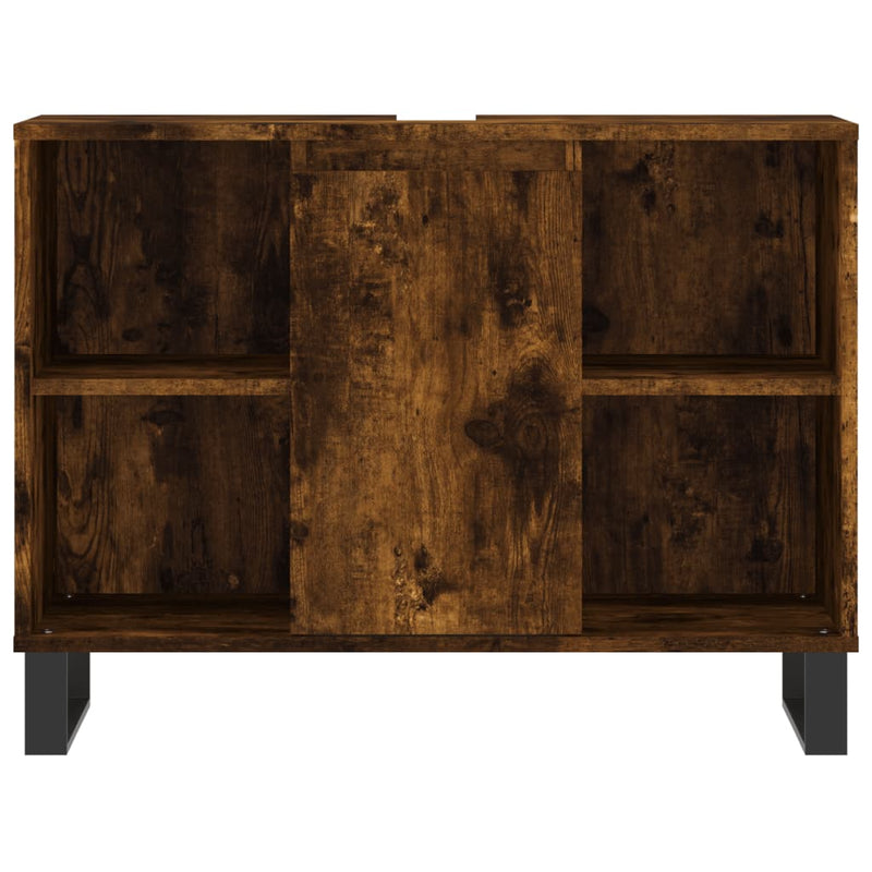 vidaXL füstös tölgy színű szerelt fa fürdőszobaszekrény 80x33x60 cm