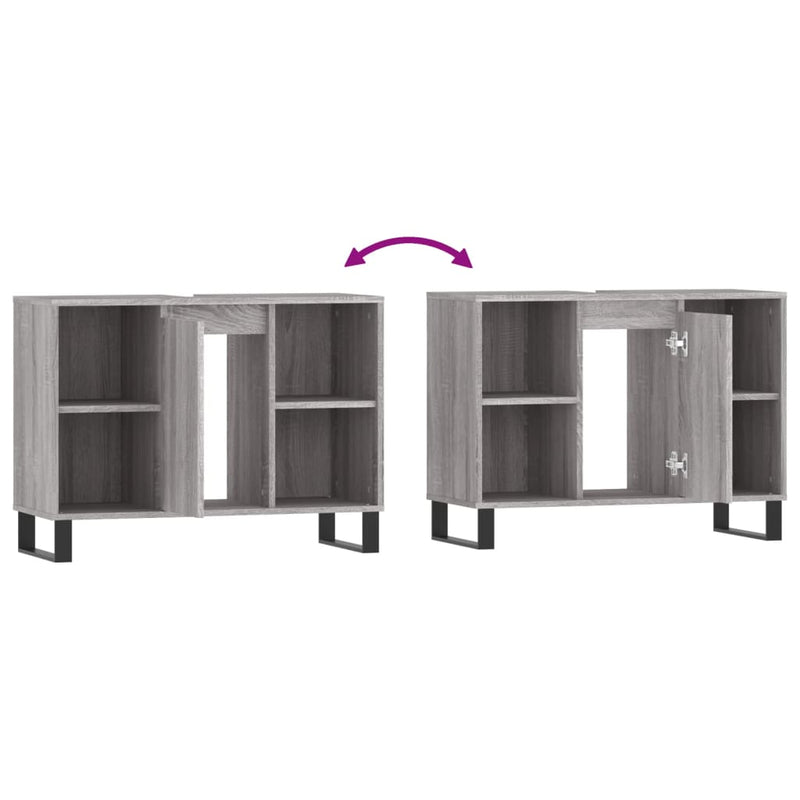 vidaXL szürke sonoma színű szerelt fa mosdószekrény 80 x 33 x 60 cm