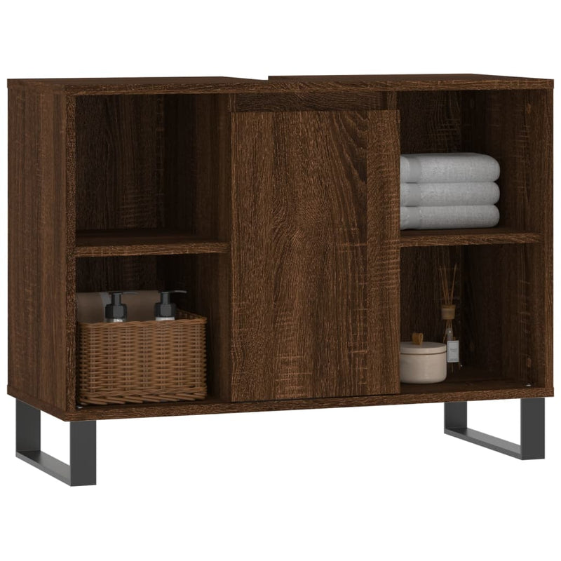 vidaXL barna tölgyszínű szerelt fa mosdószekrény 80 x 33 x 60 cm