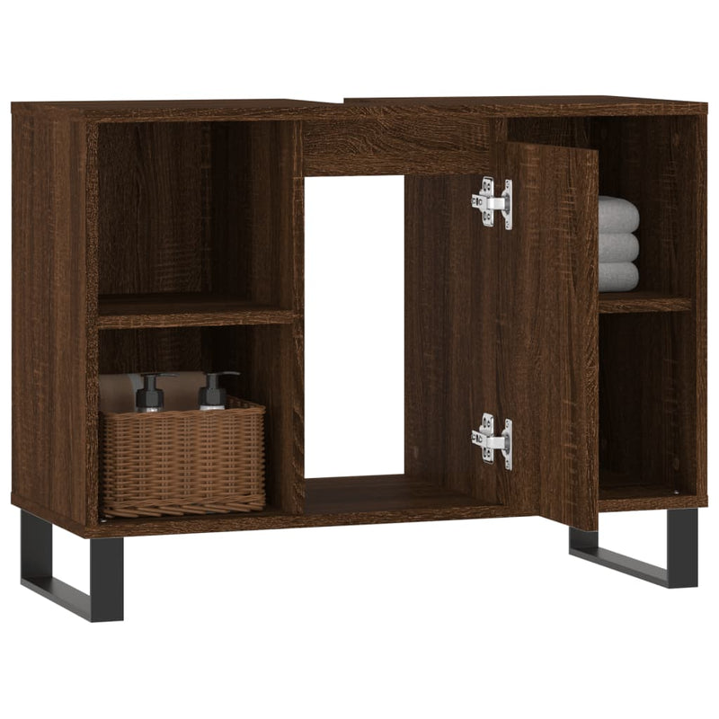 vidaXL barna tölgyszínű szerelt fa mosdószekrény 80 x 33 x 60 cm
