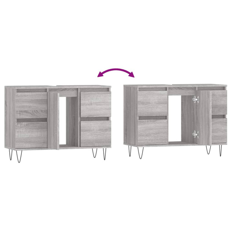 vidaXL szürke sonoma színű szerelt fa mosdószekrény 80 x 33 x 60 cm