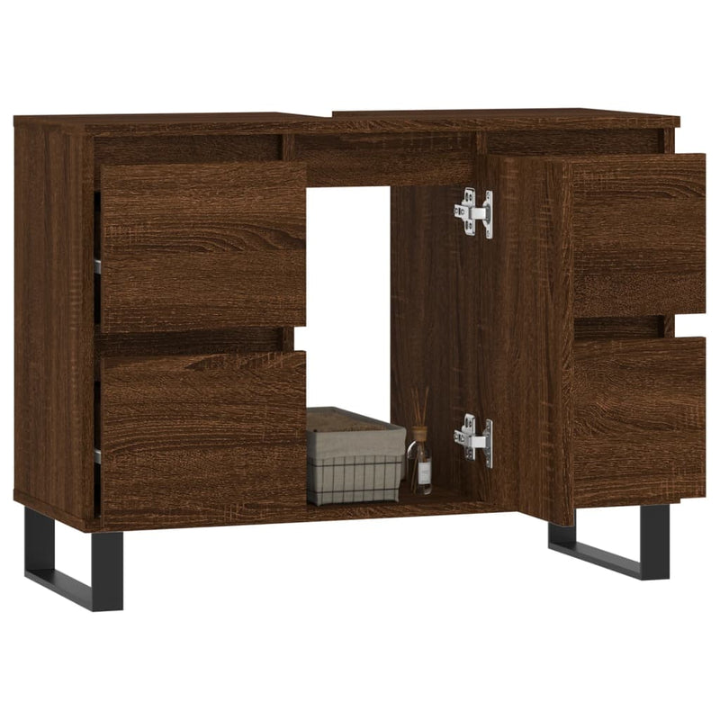 vidaXL barna tölgyszínű szerelt fa mosdószekrény 80 x 33 x 60 cm