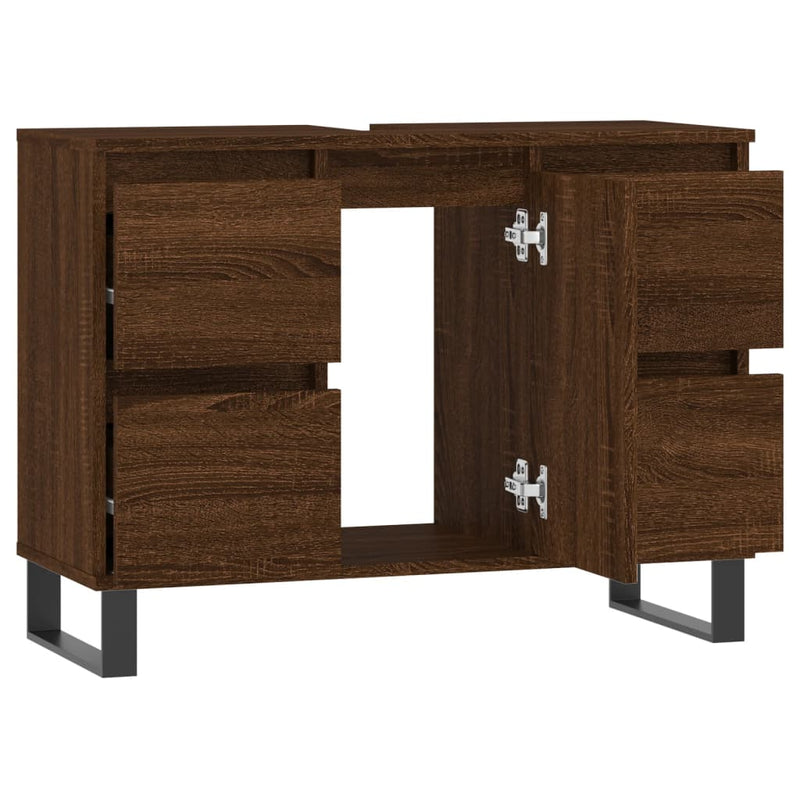 vidaXL barna tölgyszínű szerelt fa mosdószekrény 80 x 33 x 60 cm