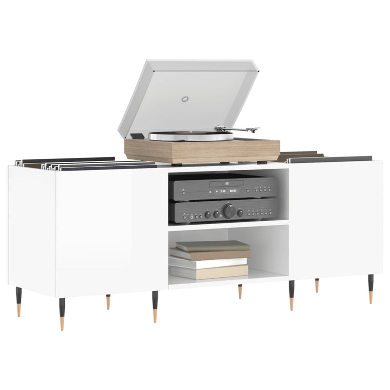 vidaXL magasfényű fehér szerelt fa hanglemezszekrény 121x38x48 cm