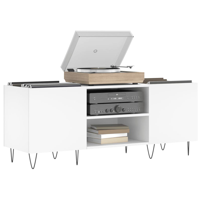 vidaXL fehér szerelt fa hanglemezszekrény 121x38x48 cm