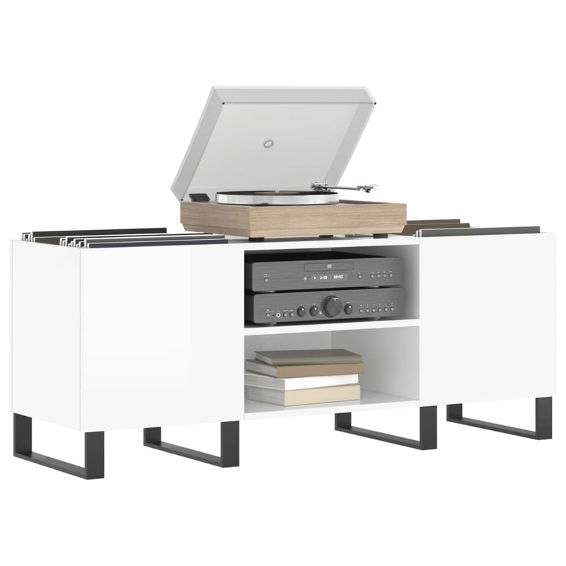 vidaXL magasfényű fehér szerelt fa hanglemezszekrény 121x38x48 cm