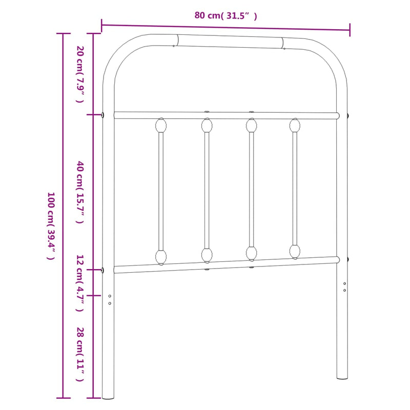vidaXL fehér fém fejtámla 75 cm