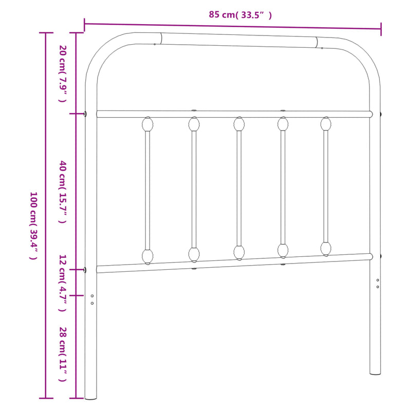 vidaXL fehér fém fejtámla 80 cm
