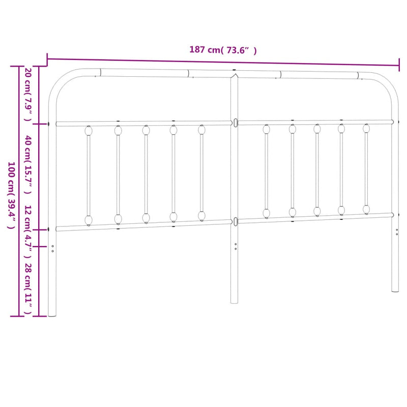 vidaXL fehér fém fejtámla 180 cm