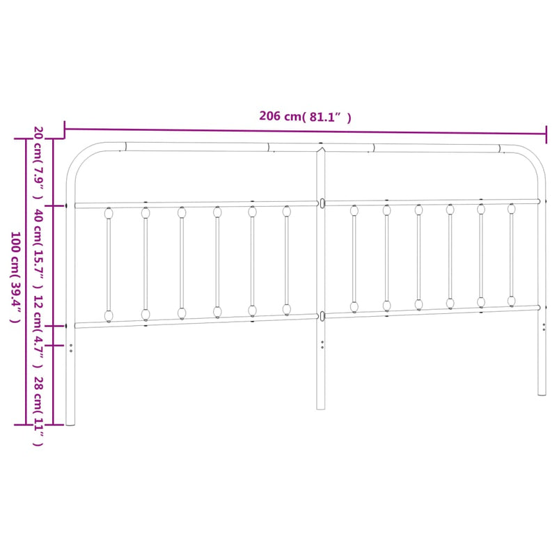 vidaXL fehér fém fejtámla 200 cm