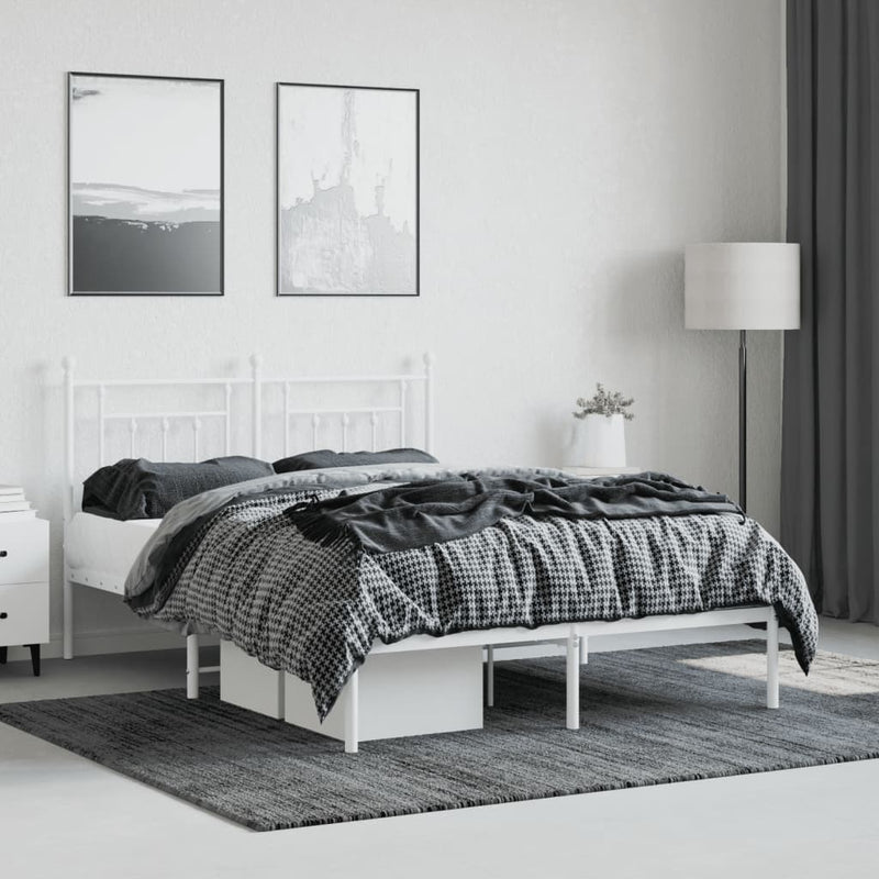 vidaXL fehér fém ágykeret fejtámlával 150 x 200 cm