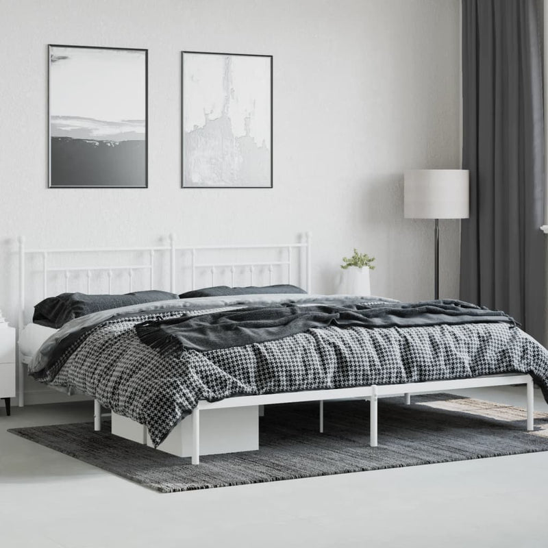 vidaXL fehér fém ágykeret fejtámlával 193 x 203 cm