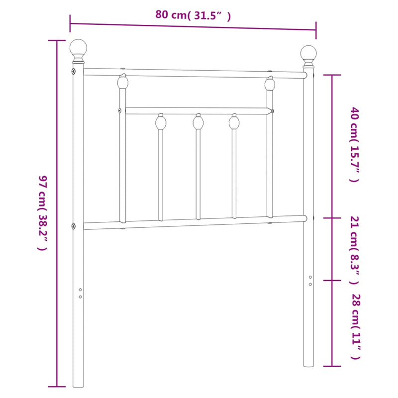 vidaXL fehér fém fejtámla 75 cm